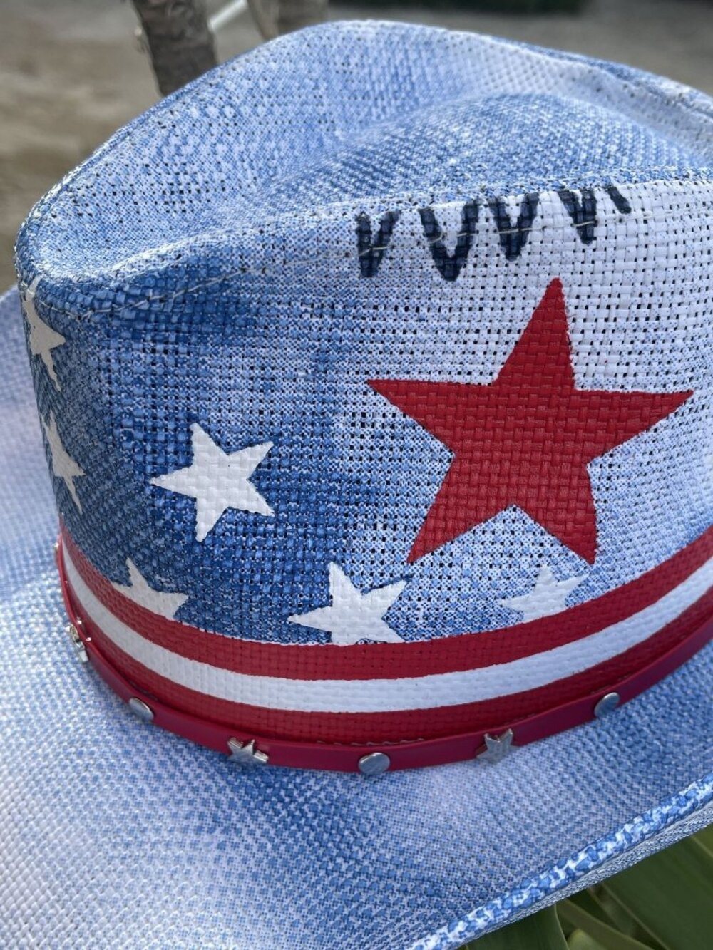 NEW Mirmaru Star Band Patriotic Stars Red White Blue Western Cowboy Hat July 4th - Picture 3 of 9